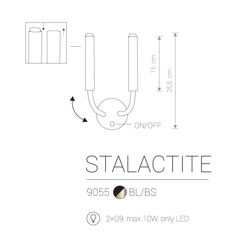 Sieninis šviestuvas STALACTITE BRASS 2